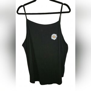 4 For $20 SHEIN Black Spaghetti Strap Camisole with Daisy Embroidery